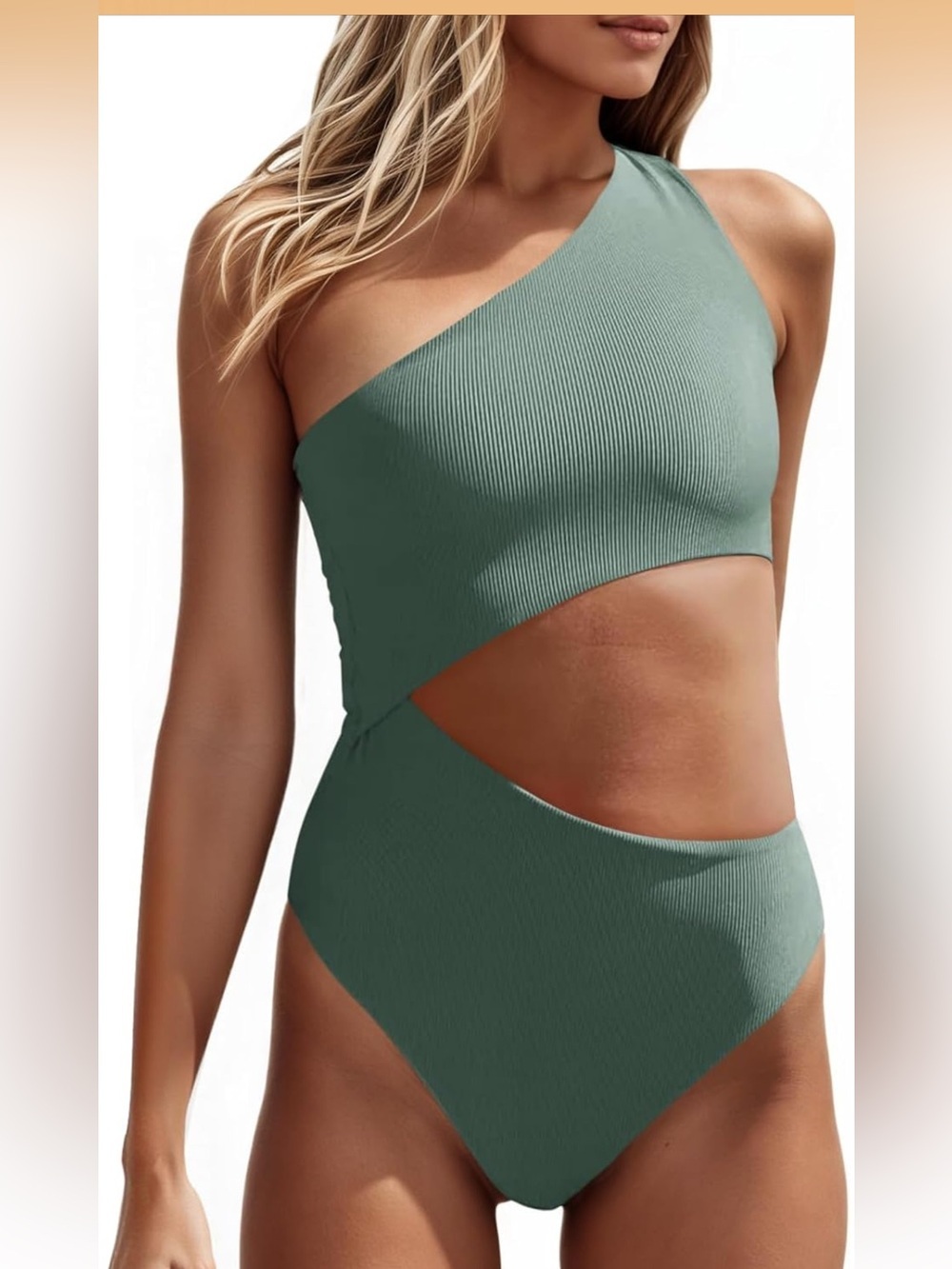 One Piece Ribbed Swimsuit
One Shoulder Cutout L 1175/bb2-3